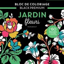 Jardin fleuri : bloc de coloriage black premium