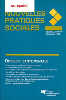Nouvelles pratiques sociales : Vol. 5 : No 1 : Santé mentale