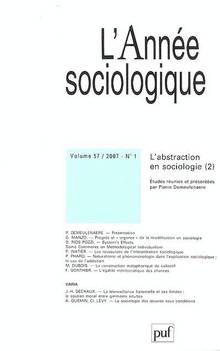 Année sociologique, Vol. 57 /2007, no.1 : L'abstraction en sociol