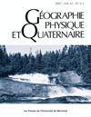 Géographie physique et Quaternaire, vol. 61, no. 1, 2007