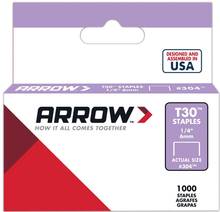 Agrafes Arrow T-30 1/4', 6mm (Boîte de 1000)