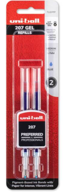--Recharge stylo Uni-Ball Signo 207 gel 0.7mm Bleu (Paquet de 2)     71207PP