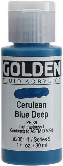Acrylique Golden Fluide 30 ml/1 oz Bleu cérulean foncé PB36