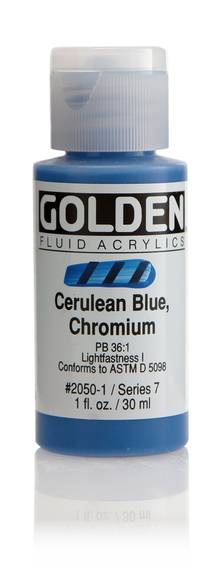 Acrylique Golden Fluide 30 ml/1 oz Bleu céruléen Chrome PB36