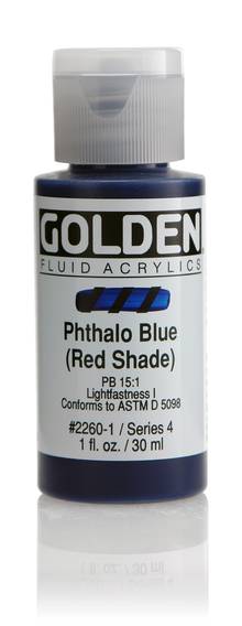 Acrylique Golden Fluide 30 ml/1 oz Bleu phthalo nuance rouge PB15:0