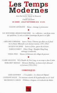 Temps Modernes, vol.69, no.679, Juillet-Septembre 2014
