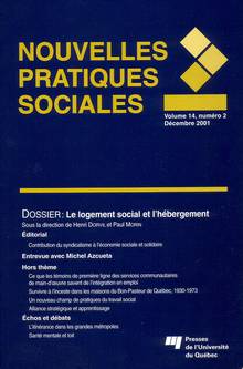 Nouvelles pratiques sociales : Vol. 14 : No 2 : Logement social e