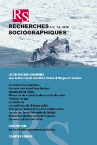 Recherches sociographiques. Vol. 59 No. 1-2, Janvier–Juillet 2018