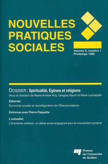 Nouvelles pratiques sociales : Vol. 9 : No 1 : Spiritualé, Église