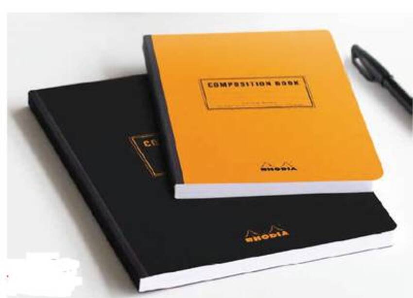 Carnet de notes dos toilé ligné Rhodia COMPOSITION BOOK NOIR B5 19