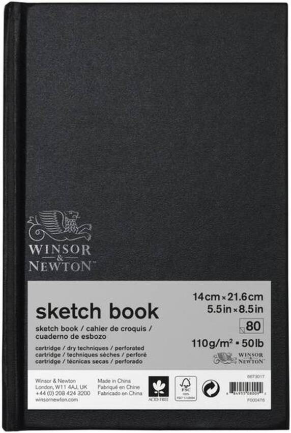 Cahier à dessin Winsor & Newton A5 5 1/2 x 8 1/2 110g couverture rigide  80f par