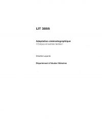 LIT 3855, (H23) Adaptation cinématographique (Corpus et autres textes)