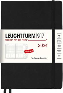 Agenda 2024 noir Leuchtturm - Planificateur semainier  (Moyen- A5)