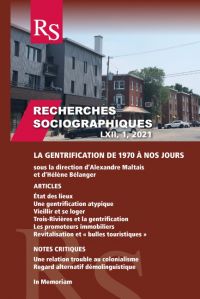 Recherches sociographiques. Volume 62, numéro 1, janvier–avril 2021