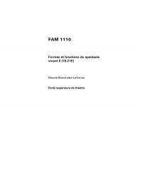 FAM 1110, Formes et fonctions du spectacle vivant II (du XVIIIe siècle au XXIe siècle)