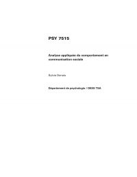 PSY 7515, Analyse appliquée du comportement en communication sociale