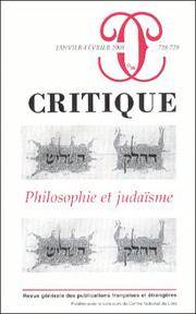 Critique, no.728-729, janvier-février 2008 : Philosophie et judai