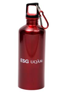 Bouteille d'eau UQAM acier inoxydable avec mousqueton Rouge ESG UQAM