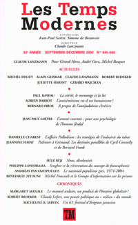 Revue Temps Modernes, no.645-646, septembre-décembre 2007