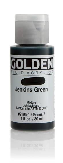 Acrylique Golden Fluide 30 ml/1 oz Vert Jenkins PBk9/PG36/PY150