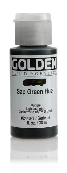Acrylique Golden Fluide 30 ml/1 oz Vert vessie imitation PR101/PG36/PY150/PBk7