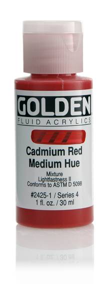 Acrylique Golden Fluide 30 ml/1 oz Rouge cadmium moyen imitation PR112/PR5
