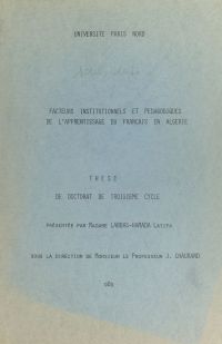 Facteurs institutionnels et pédagogiques de l'apprentissage du français en Algérie