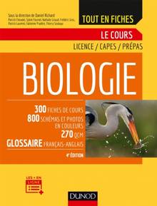 Biologie : le cours tout en fiches : 300 fiches de cours, 800 schémas et photos en couleurs, 270 QCM, glossaire français-anglais