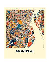 Affiche Carte de Montréal Chroma 8 x 10