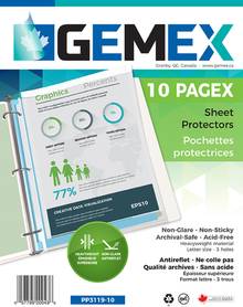Pochette protectrice Pagex antireflet EPAISSEUR SUPERIEURE (Paquet de 10)  GEMEX  PP3119-10