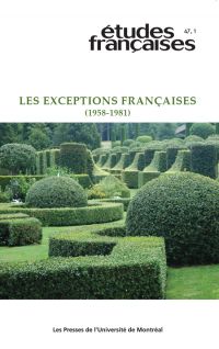 Études françaises. Volume 47, numéro 1, 2011