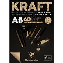Tablette Kraft vergé 90g brun et noir A5 5,8 x 8.3, 60f.