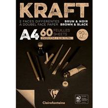 Tablette Kraft vergé 90g brun et noir A4 8,3 x 11,7, 60f.