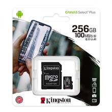 Carte micro SD Kingston Canvas Select Plus - 256Go Classe 10 - 100MB/s - Adaptateur inclus