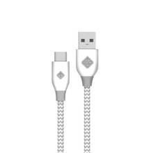 Câble BlueDiamond ToGo - USB-C (M) vers USB (M) - Tressé durable avec serre-câble - 3.3 pieds (1m) - Blanc - Garantie à vie