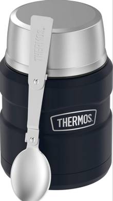 Contenant isotherme THERMOS   470ml,  + CUILLÈRE         BLEU       9.7 x 9.7 x 14.2