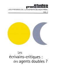 Études françaises. Volume 33, numéro 1, printemps 1997