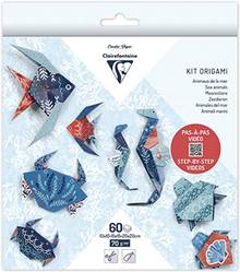 Papier origami mixte faune marine 20x20cm 60f.70gr 